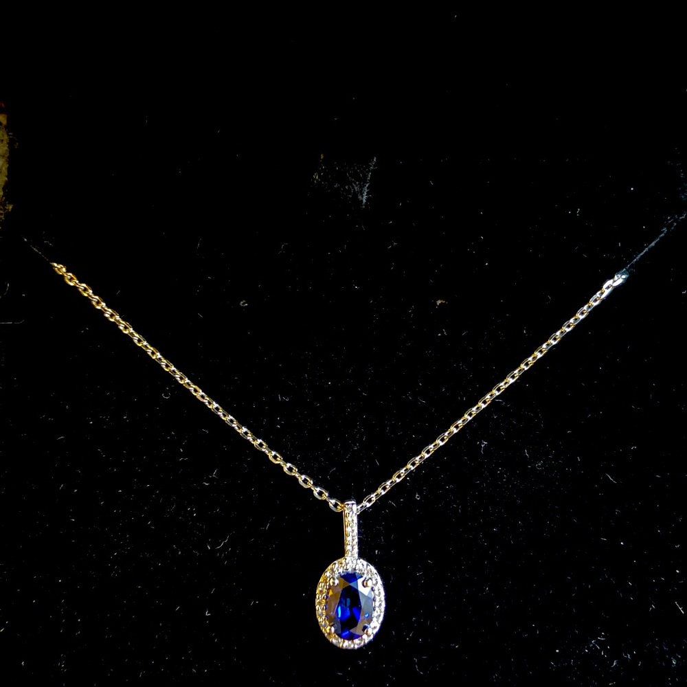 Lab-Created Sapphire Necklace Sterling Silver